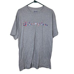 Champion Patriotic Tee Shirt Gray Basic Short Sleeve Womens Large Unisex Active